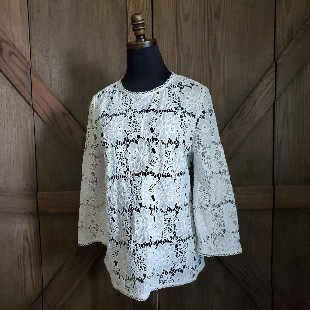 Zimmermann White Lace Crochet Top